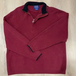 Vintage Pendleton Men's Maroon Quarter-Zip Sweater